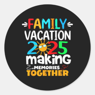 Pegatina Redonda Vacaciones familiares 2025 Divertido viaje haciend