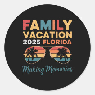 Pegatina Redonda Vacaciones familiares 2025 Florida Making Recuerdo
