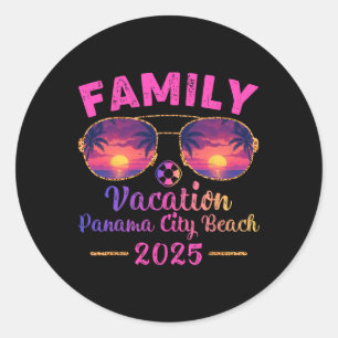 Pegatina Redonda Vacaciones familiares 2025 Sungles Florida Ciudad
