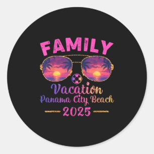 Pegatina Redonda Vacaciones familiares 2025 Sungles Florida Ciudad 