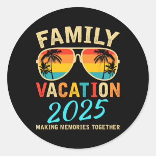 Pegatina Redonda Vacaciones Familiares 2025 Vacaciones de Verano Co