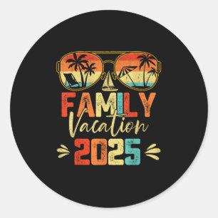 Pegatina Redonda Vacaciones Familiares 2025 Vacaciones de Verano Co