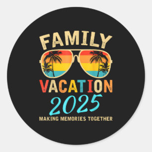 Pegatina Redonda Vacaciones Familiares 2025 Vacaciones de Verano Co