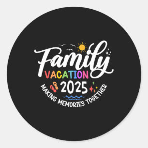 Pegatina Redonda Vacaciones Familiares 2025 Vacaciones de Verano Co