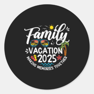 Pegatina Redonda Vacaciones Familiares 2025 Vacaciones de Verano Co