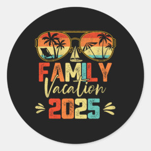 Pegatina Redonda Vacaciones Familiares 2025 Vacaciones de Verano Co