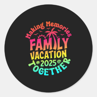 Pegatina Redonda Vacaciones Familiares 2025 Vibraciones de Reunión 