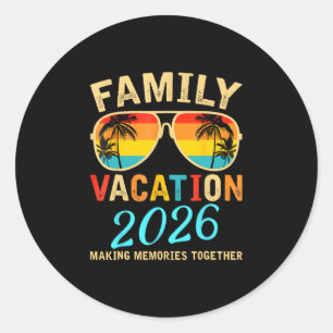 Pegatina Redonda Vacaciones Familiares 2026 en la Playa Verano Coin