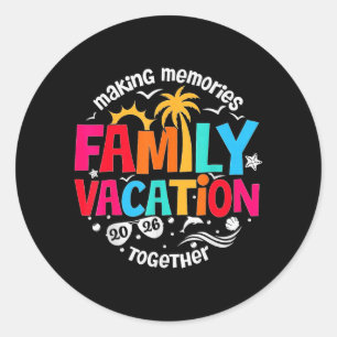 Pegatina Redonda Vacaciones Familiares 2026 Playa Familia Verano