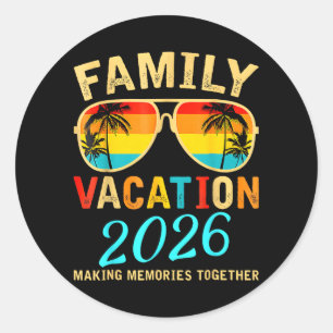 Pegatina Redonda Vacaciones Familiares 2026 Playa Verano Coincident