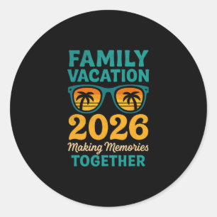 Pegatina Redonda Vacaciones Familiares 2026 Recuerdos de Puestas de