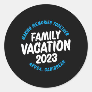 Pegatina Redonda Vacaciones Familiares Aruba 2023