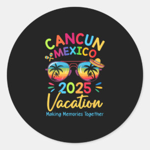 Pegatina Redonda Vacaciones Familiares Cancún México 2025 Creando R