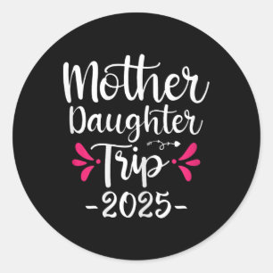 Pegatina Redonda Vacaciones familiares coincidentes de Madre Hija 2