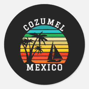 Pegatina Redonda Vacaciones familiares de Cozumel México