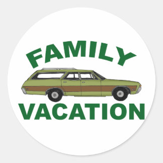 Pegatina Redonda Vacaciones familiares de los años 80