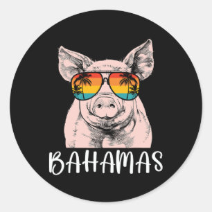 Pegatina Redonda Vacaciones familiares de recuerdo de retro Bahamas