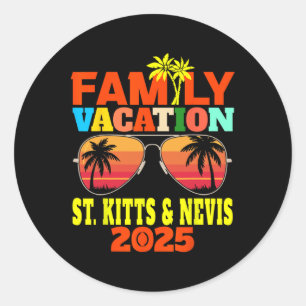 Pegatina Redonda Vacaciones Familiares De San Cristóbal Y Nevis 202