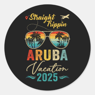 Pegatina Redonda Vacaciones familiares de verano en Trippin Aruba 2