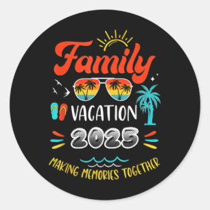 Pegatina Redonda Vacaciones familiares en 2025 Haciendo Recuerdos j