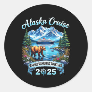 Pegatina Redonda Vacaciones familiares en Alaska 2025 Crucero por A