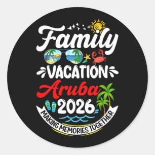 Pegatina Redonda Vacaciones Familiares en Aruba 2026 Creando Recuer