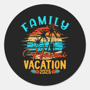 Pegatina Redonda Vacaciones familiares en Hawái 2025 Consiguiendo f