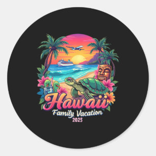 Pegatina Redonda Vacaciones familiares en Hawái en verano 2025 V