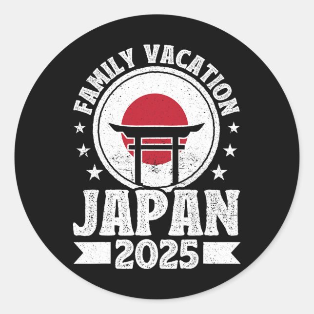 Pegatina Redonda Vacaciones familiares en Japón 2025 Vacaciones de  (Anverso)