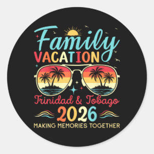 Pegatina Redonda Vacaciones Familiares en la Playa de Trinidad Toba