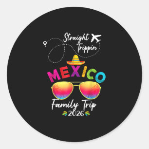 Pegatina Redonda Vacaciones Familiares en México Cancun 2026 De Pur
