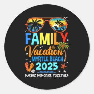 Pegatina Redonda Vacaciones familiares en Myrtle Beach 2025
