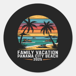Pegatina Redonda Vacaciones familiares en Panamá Beach Trip 2025 Ci