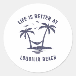 Pegatina Redonda Vacaciones Familiares en Puerto Rico Luquillo Beac