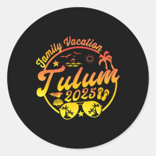 Pegatina Redonda Vacaciones Familiares en Tulum México 2025 Crucero
