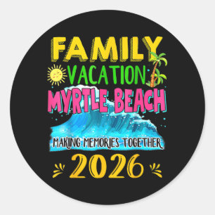 Pegatina Redonda Vacaciones Familiares Myrtle Beach 2026 Feriado Ve