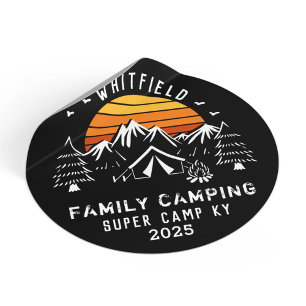 Pegatina Redonda Vacaciones Familiares Personalizadas de Camping