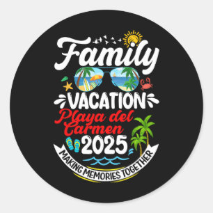 Pegatina Redonda Vacaciones familiares Playa Del Carmen 2025 Hacien