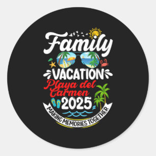 Pegatina Redonda Vacaciones familiares Playa Del Carmen 2025 Hacien