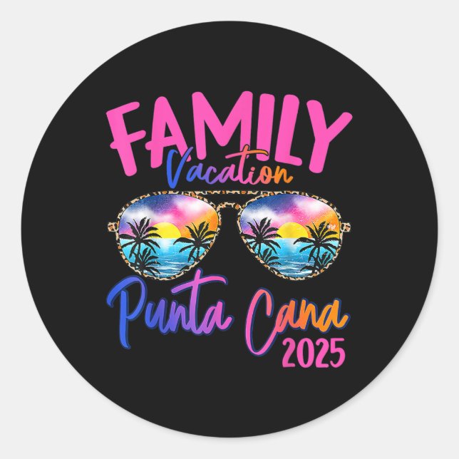 Pegatina Redonda Vacaciones familiares Punta Cana 2025 Vacaciones c (Anverso)
