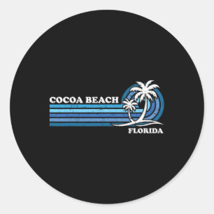 Pegatina Redonda Vacaciones familiares retro vintage Florida Cocoa