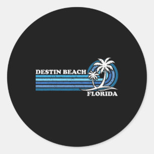 Pegatina Redonda Vacaciones familiares retro vintage Florida Destin