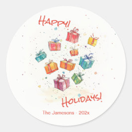 Pegatina Redonda Vacaciones felices de Cute Retro