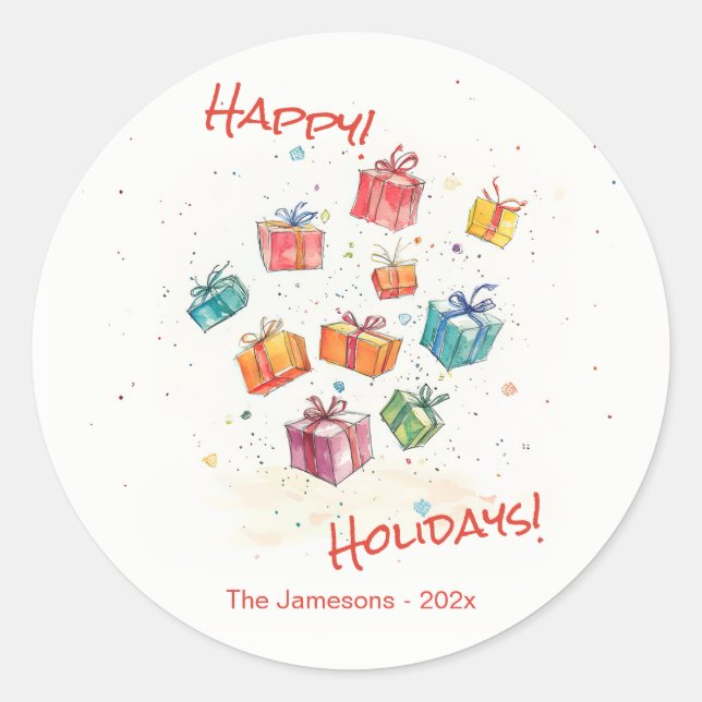 Pegatina Redonda Vacaciones felices de Cute Retro (Anverso)