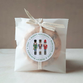 Pegatina Redonda Vacaciones felices de los Navidades tradicionales 