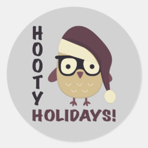 Pegatina Redonda ¡Vacaciones Hipster Hooty!