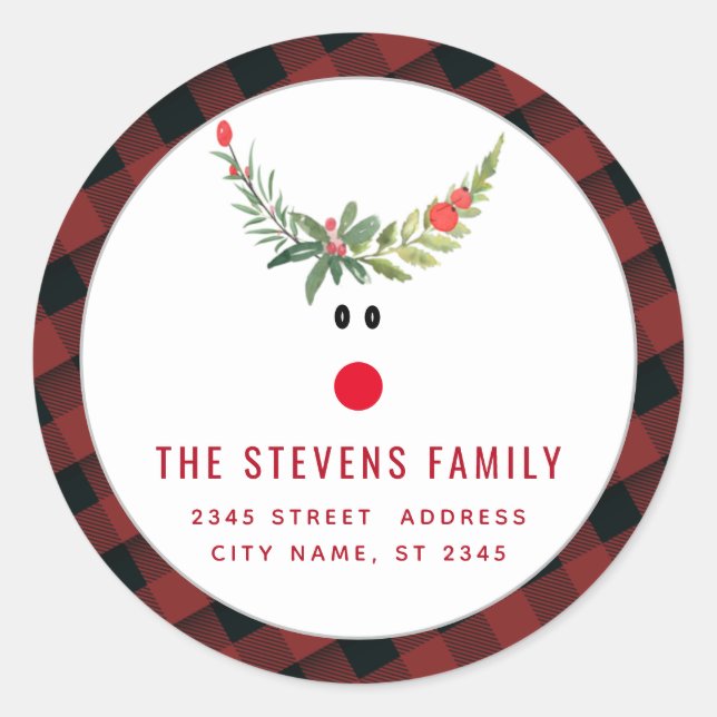 Pegatina Redonda Vacaciones modernas de renos holandeses rojos dive (Anverso)