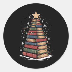 Pegatina Redonda Vacaciones navideñas para profesores bibliotecario