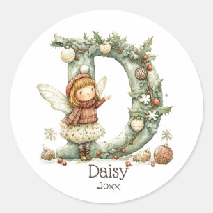 Pegatina Redonda Vacaciones personalizadas iniciales de Navidades d