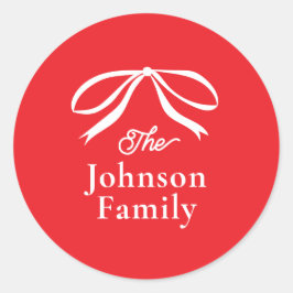 Pegatina Redonda Vacaciones simples de Navidades Bow